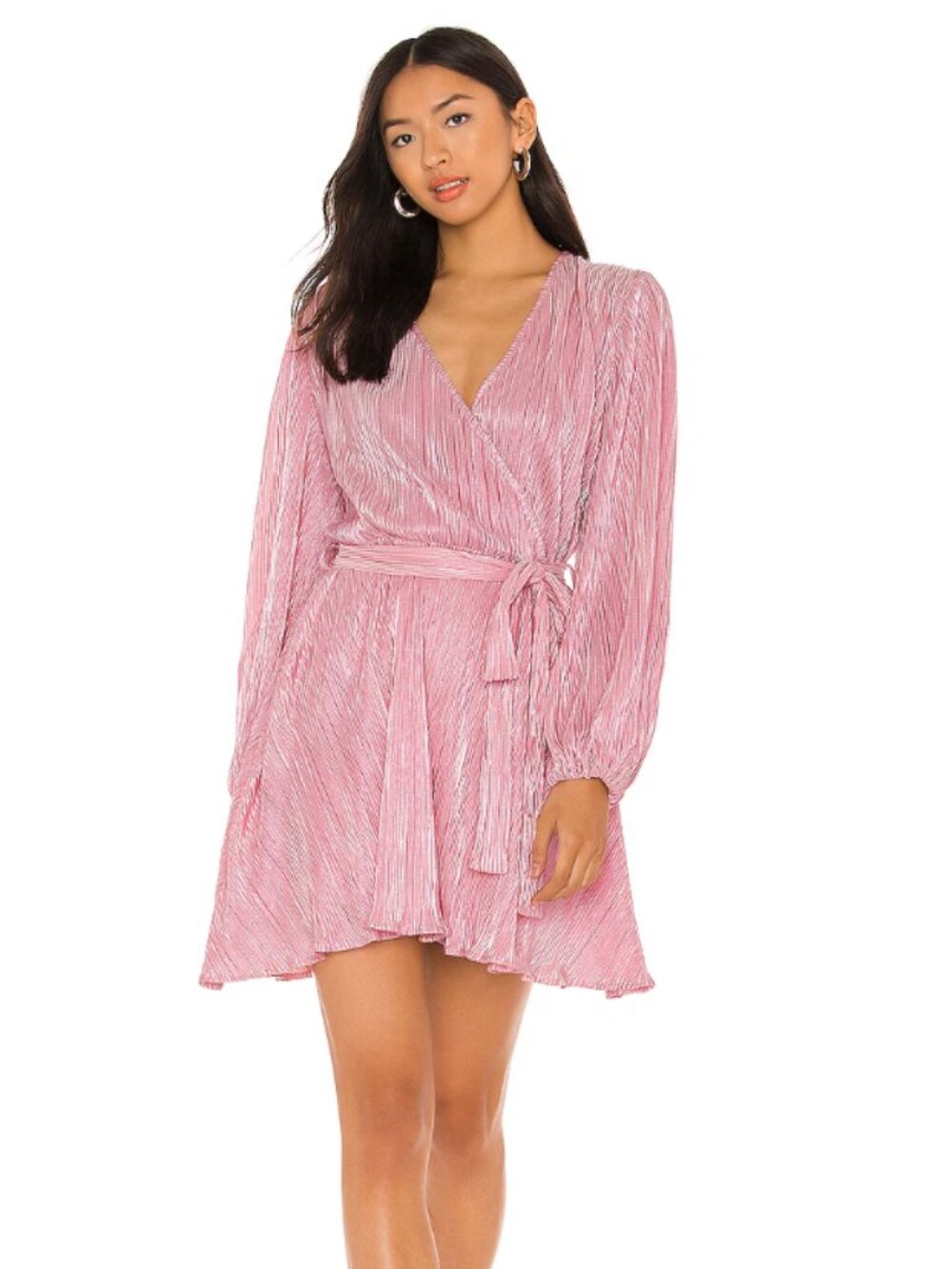 Bardot | Bellissa Pleat Mini Dress in Light Pink Shine